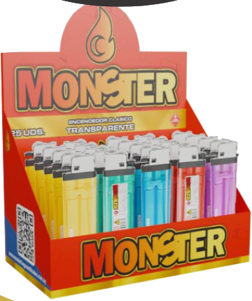 Encendedor Monster clásico Opaco/Transp x25u