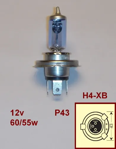 LAMPARA 12V H4 P43 60/55W AZUL NAITE