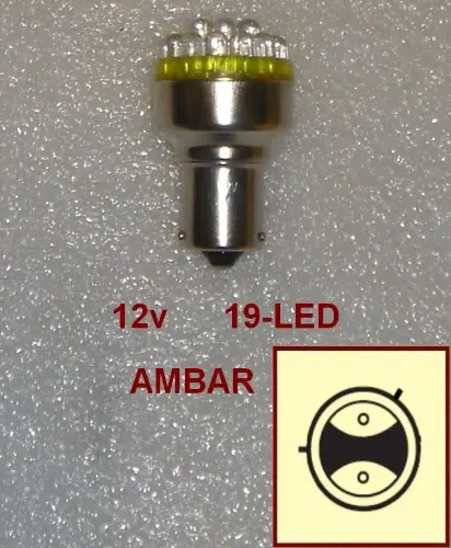 LAMPARA 12V 1 POLO P/PAREJAS 19 LED AMBAR SUN