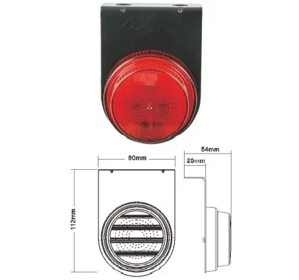 FAROL LATERAL UNIVERSAL LED CON SOPORTE ROJO